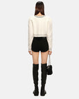 Smfk Contrast Color Black and White Contour Knitted Coat