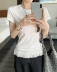 Japan EGG Lace Panel Shoulder Tee