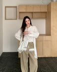 Designer Lace Panel Asymmetrical Shirt
