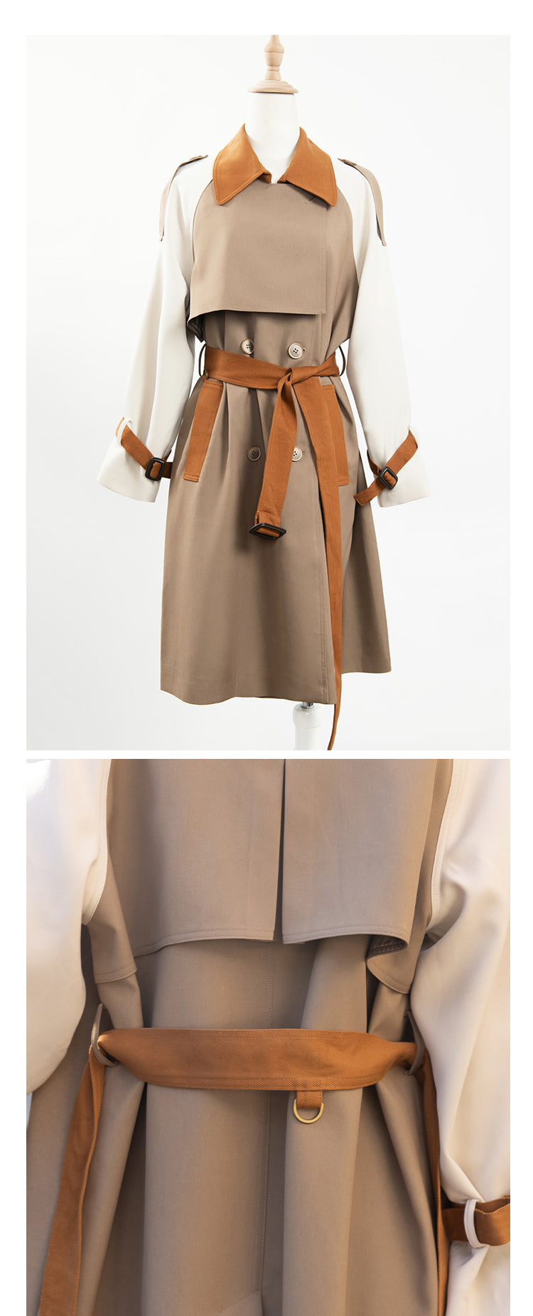 Haute Couture British Style Color Patchwork Trench Coat