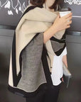 Double-sided Cashmere Geometric Pattern Oversized Scarf