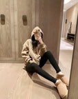 Hooded Thickened Fleece-lined Sweatshirt with Letter Embroidery