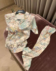 Zoo-themed faux silk pajama set