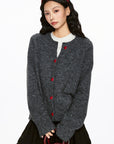 La Chapelle Heart-Button Knit Cardigan