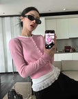 Japan EGG Lace Panel Shoulder Tee