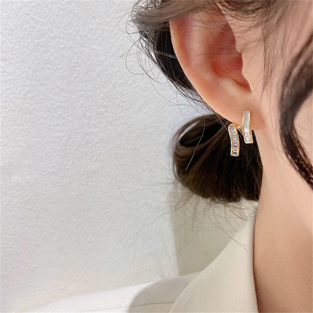 Asymmetrical Luxury Sterling Silver Needle Earrings