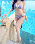 3D Purple Floral Bikini