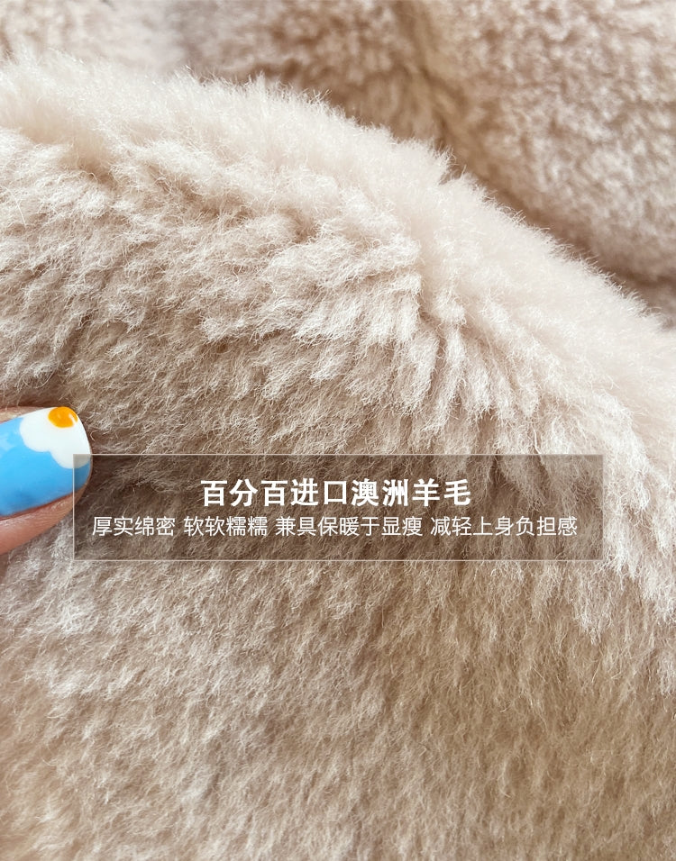 Wool-Blend Eco Faux Fur Mid-Length Coat