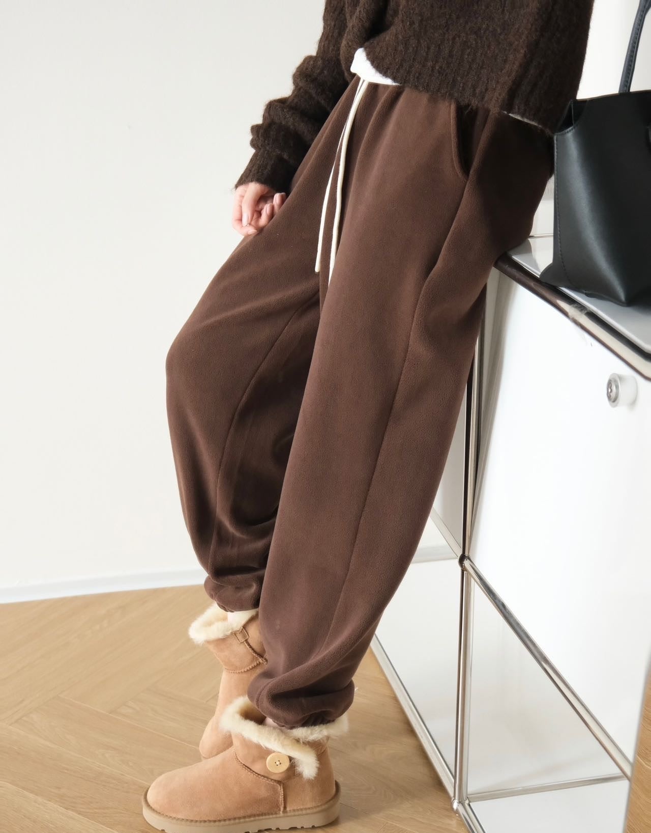 One-piece sherpa-lined jogger sweatpants