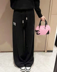 Rhinestone AW Logo Thick Knit Set