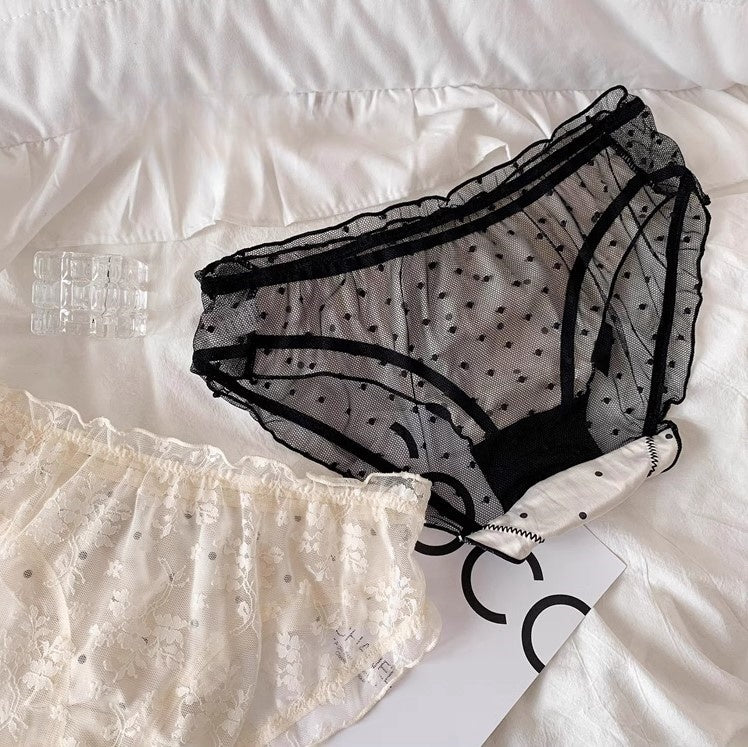 Vintage Polka Dot Ice Silk Mesh Underwear (2 Pairs)