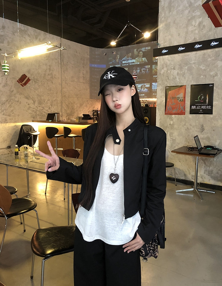 Sweet & Cool Girl Style Stand Collar Jacket