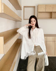 Designer Lace Panel Asymmetrical Shirt