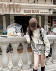Lazy Style Printed Round Neck Knit Sweater