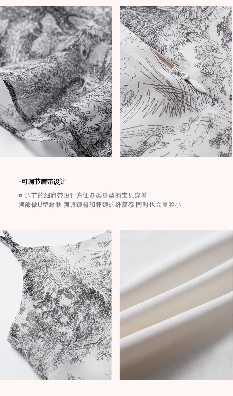 Fishtail Dress With Chinese Ink Sling