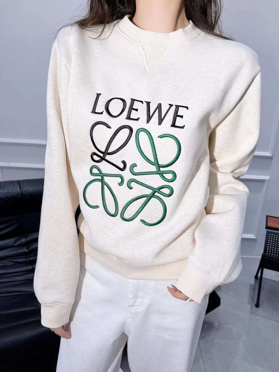 3D Embroidered Raised Logo Fleece-lined Sweatshirt