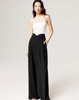 High-Waisted V-Cut Wide-Leg Trousers