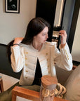 Knight Military Style Double-Breasted Gold Button Tweed Jacket