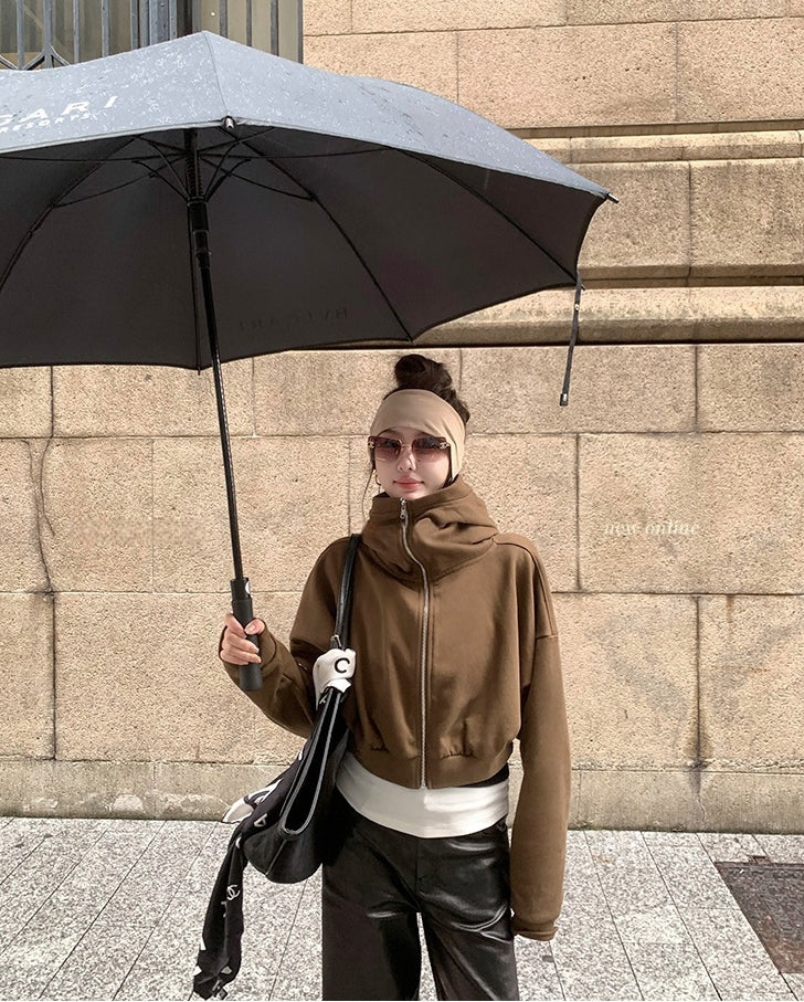 Molasses-Toned Hooded Zip-Up Sweatshirt