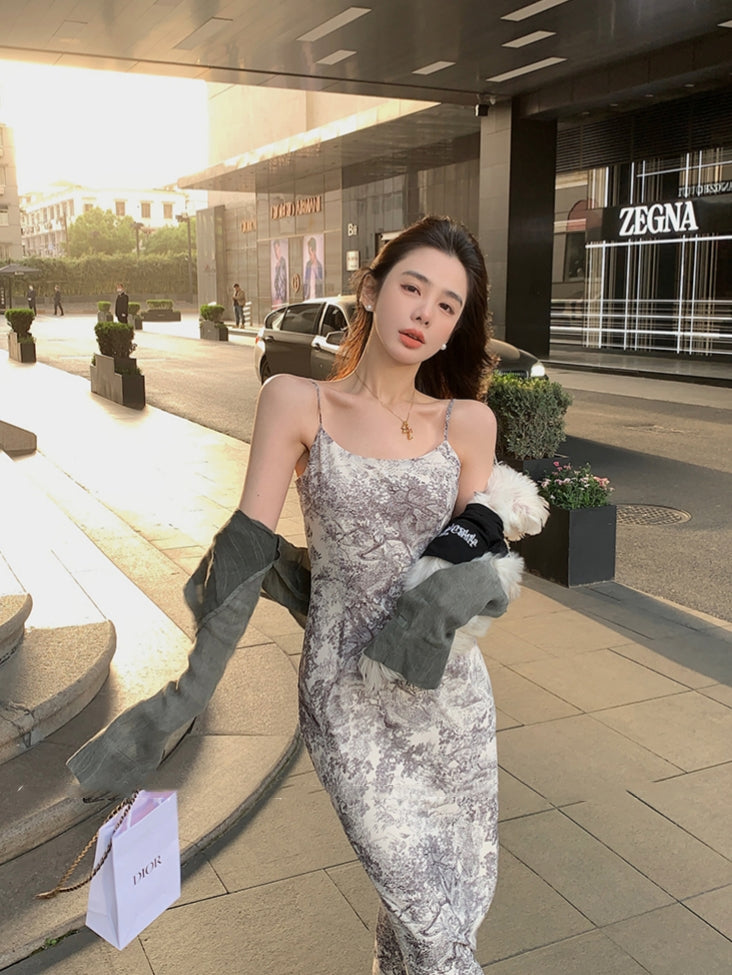 Fishtail Dress With Chinese Ink Sling