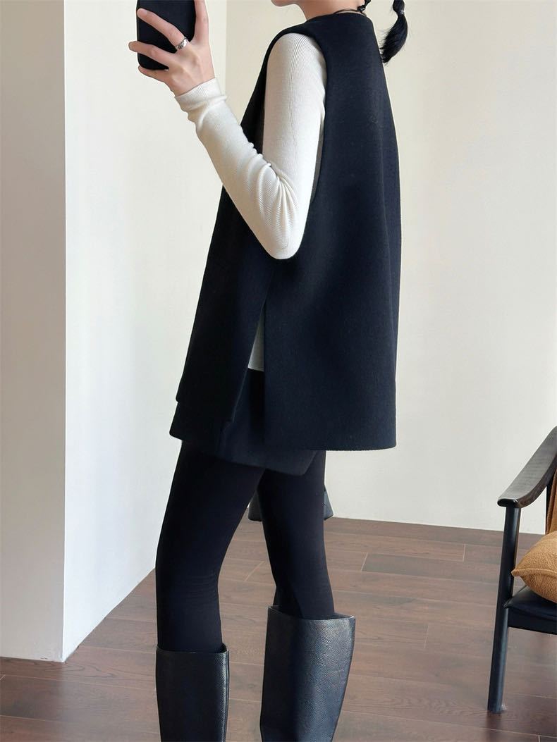 Tailored Wool Vest and A-Line Wide-Leg Shorts Set