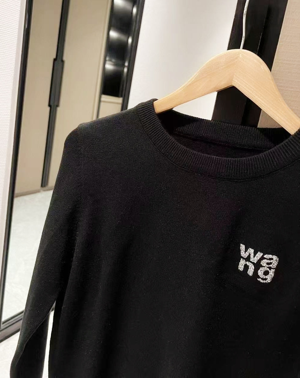 Rhinestone AW Logo Thick Knit Set