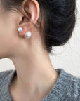 Water Diamond and Pearl Two-Way Earrings