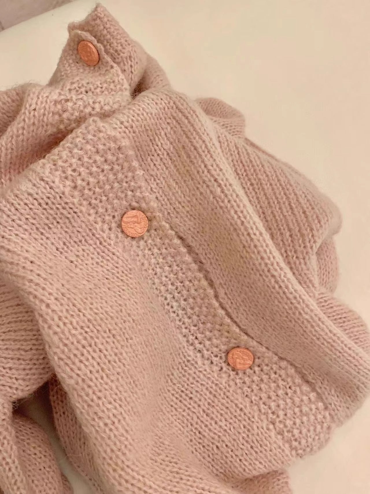 Gentle Pink Alpaca Wool Knit Cardigan