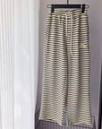 Striped Fleece-Lined Wide-Leg Pants