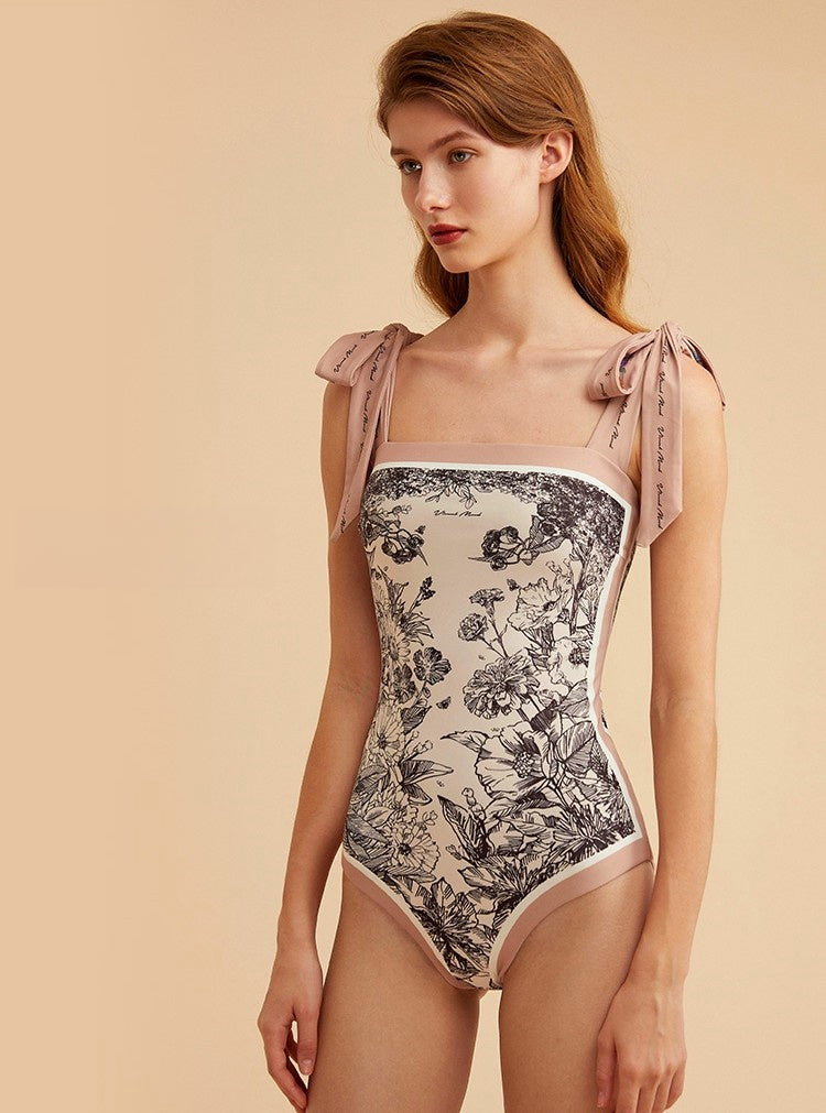 Visual Mood Retro French 2-Face Print One-Piece
