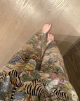 Zoo-themed faux silk pajama set