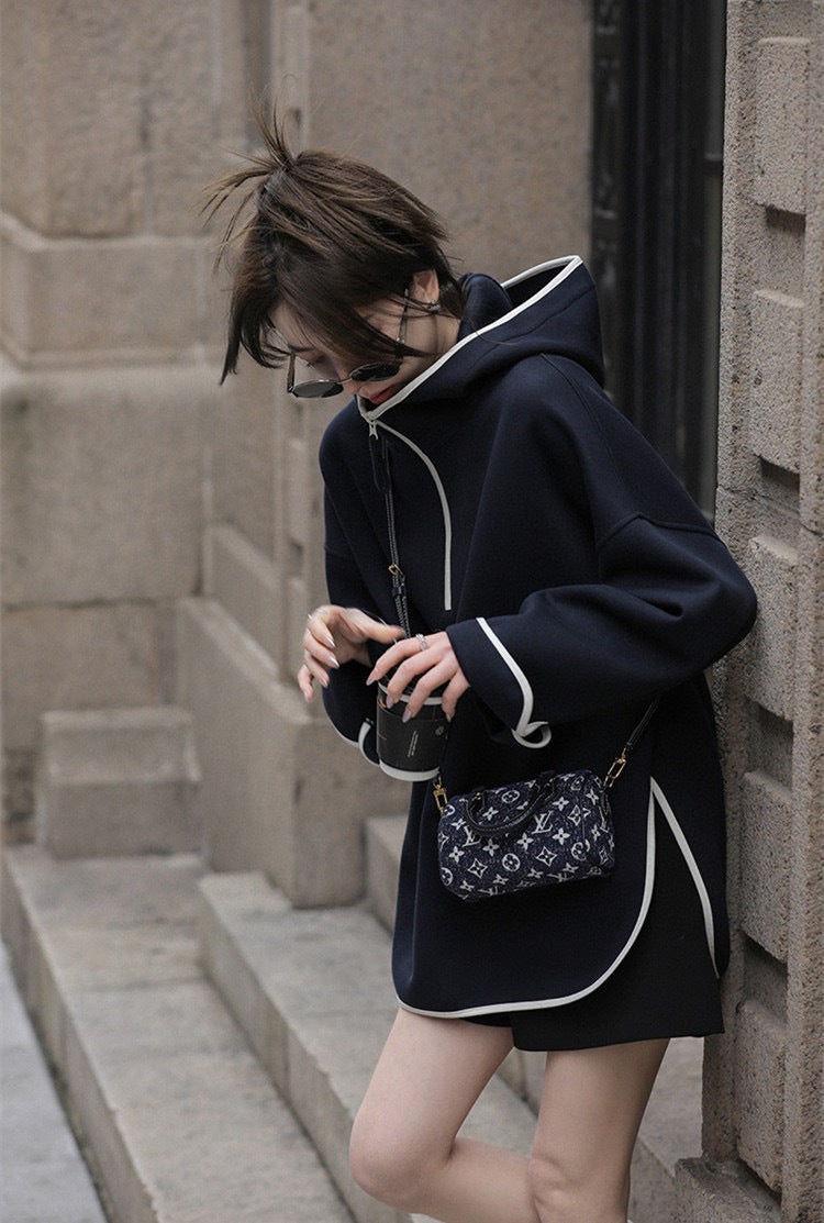 Hooded Color-Block Half-Zip Sweatshirt