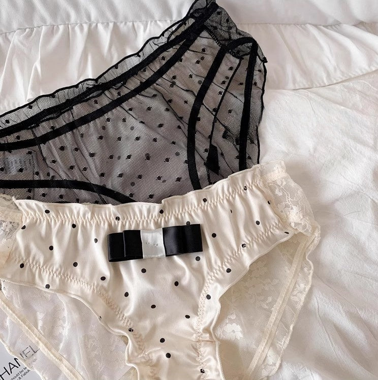 Vintage Polka Dot Ice Silk Mesh Underwear (2 Pairs)