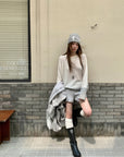 Color-Block Sleeve Ribbed Knit Top