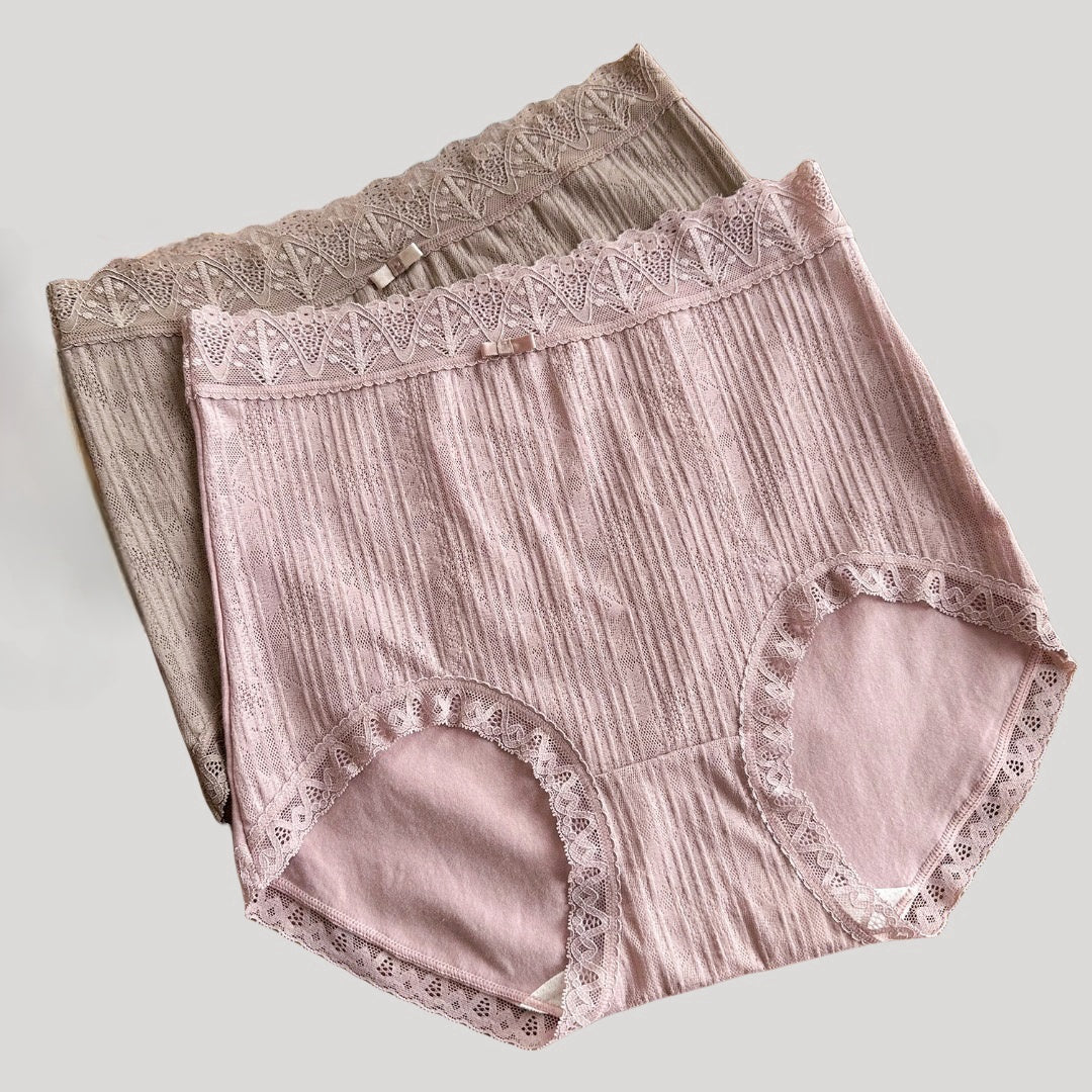 Japan Gun Two-Piece High-Waisted Lace Panties with Mulberry Silk Gusset