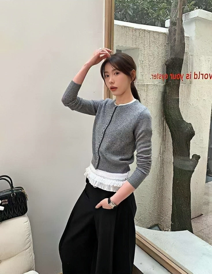 Japan EGG Lace Panel Shoulder Tee