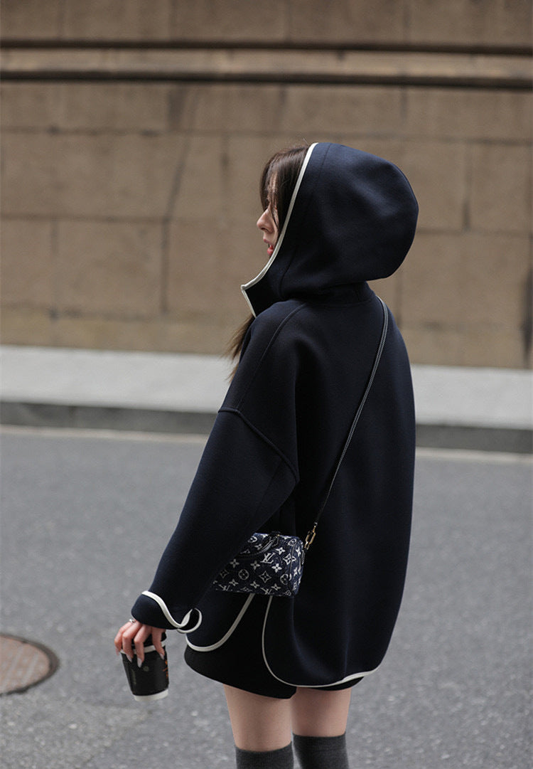 Hooded Color-Block Half-Zip Sweatshirt