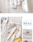 Milk Tea Dots Star Embroidered Cotton Pajamas