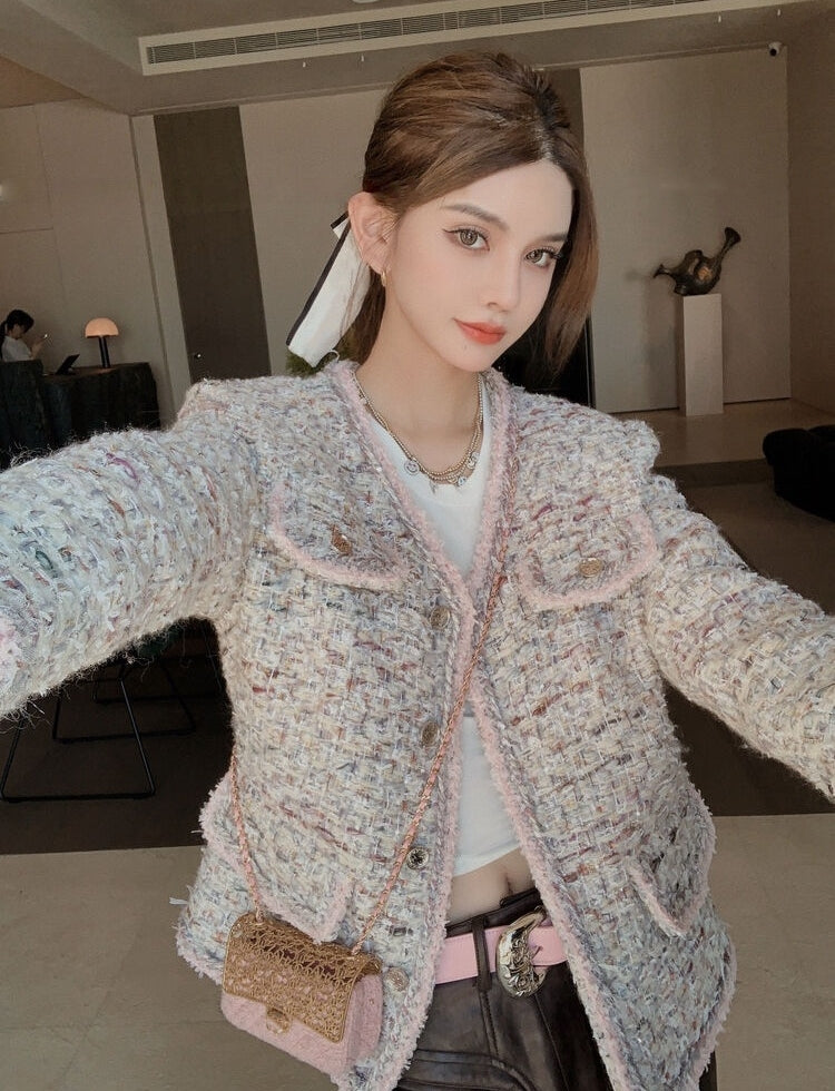 Deluxe Tweed Jacket in Blush Tones