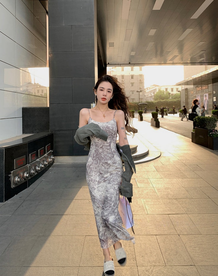 Fishtail Dress With Chinese Ink Sling