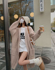 Letter Printed Long Thick Knit Cardigan
