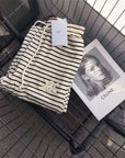 Striped Fleece-Lined Wide-Leg Pants