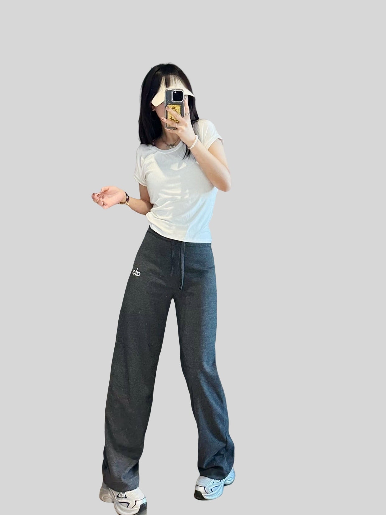 Trending ALO Wide-Leg Floor-Length Pants (Dark Gray)