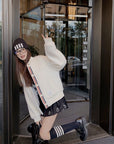 TB Wool Blend Quilted Varsity Jacket