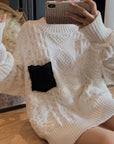 Color Bump Pocket Lazy Oversize Sweater
