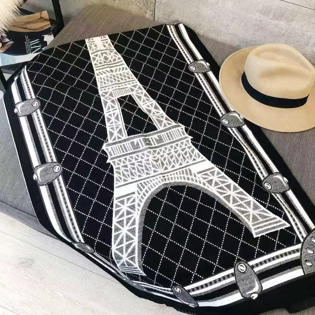 100% Pure Wool Paris Eiffel Tower Scarf(with gift box)