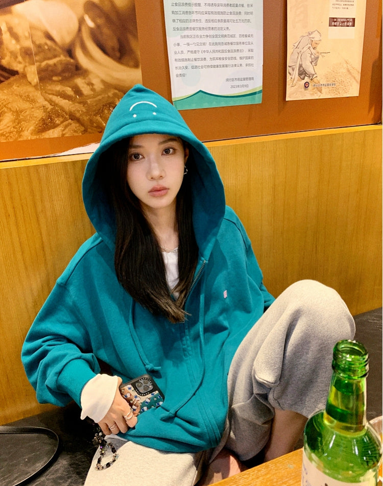 Gawk Embroidered Smiley Face Hoodie