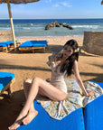One-Shoulder Ruffled Swimsuit with Sheer Cover-Up