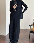 Tailored Wool Vest and A-Line Wide-Leg Shorts Set