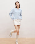 Soft and Cozy Light Blue Korean-Style Knit Sweater
